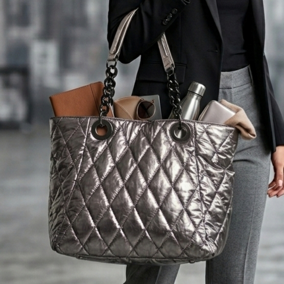 Armani Exchange Handbags - Armani Exchange Metallic Quilted Tote